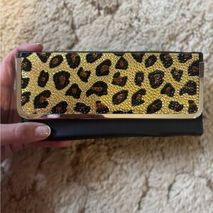 Leopard Print Clutch with Gold Accents